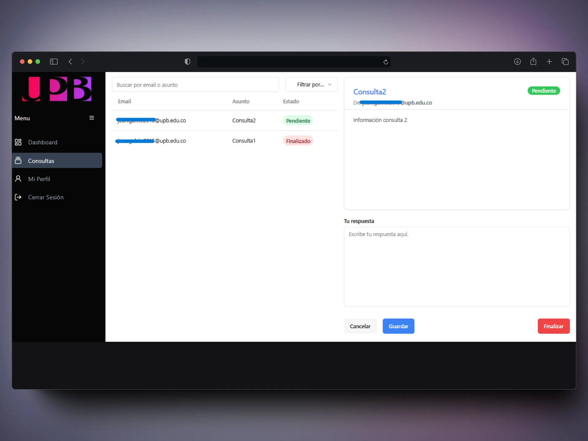 Project 5 - SGCE Student Query Management System